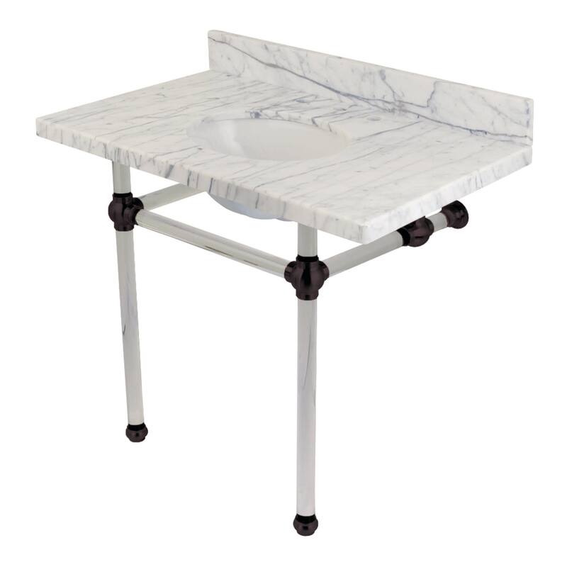 Kingston Brass Templeton 36" Wide Console Sink Set - Carrara Marble / Oil Rubbed Bronze