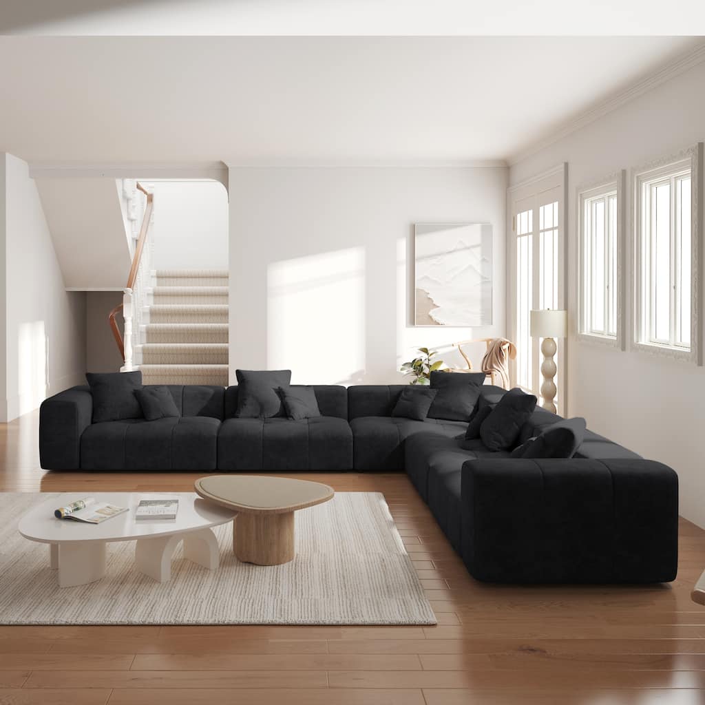 Modern L-Shape Upholstered Reversible Modular Sofa for Living Room & Apartment