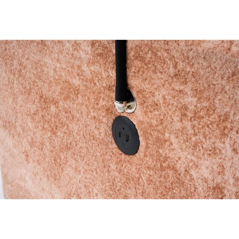 Chenille Single Sofa Chair Chaise Lounge with Phone Holder, Upholstered Recliner Sleeper Sofa Bed for Living Room