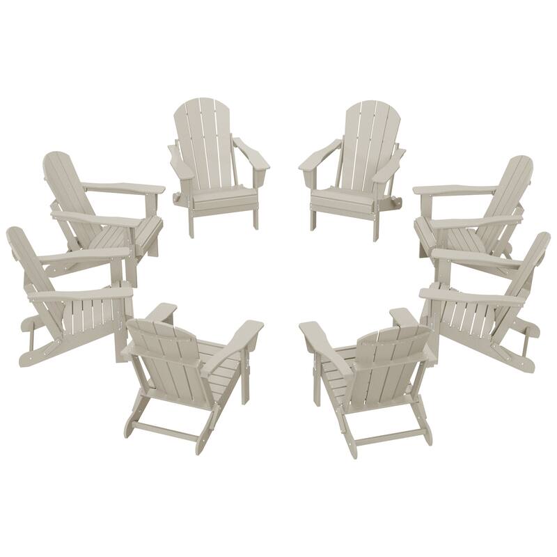 Laguna Hdpe All Weather Outdoor Patio Foldable Adirondack Chairs (Set Of 8) - Sand