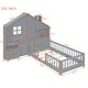 preview thumbnail 6 of 16, Twin Size House Bed Frame with Window and Bedside Drawers,Platform Bed with Shelves and a set of Sockets and USB Port