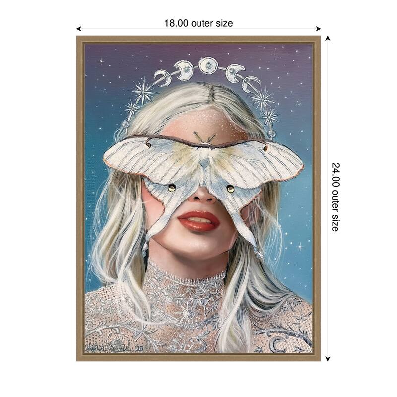 Kate and Laurel Moon Witch by Charlotte Brindley Framed Canvas Wall Art Print