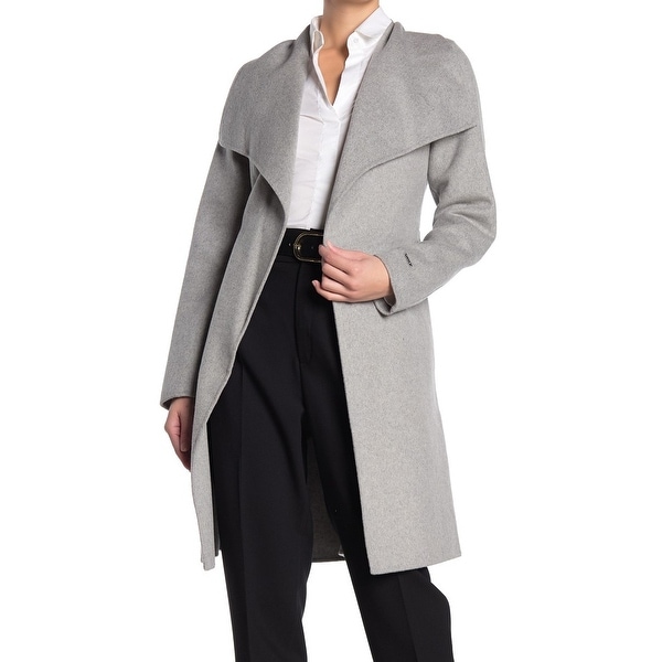 Tahari Womens Coat Heather Gray Size Small S Ellie Wrap Wing-Collar. Opens flyout.