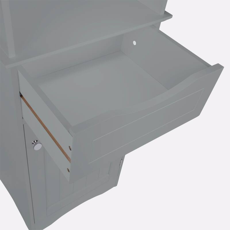 RiverRidge Ashland Tall Bathroom Storage Linen Cabinet and Organizer with Drawer and Shelves
