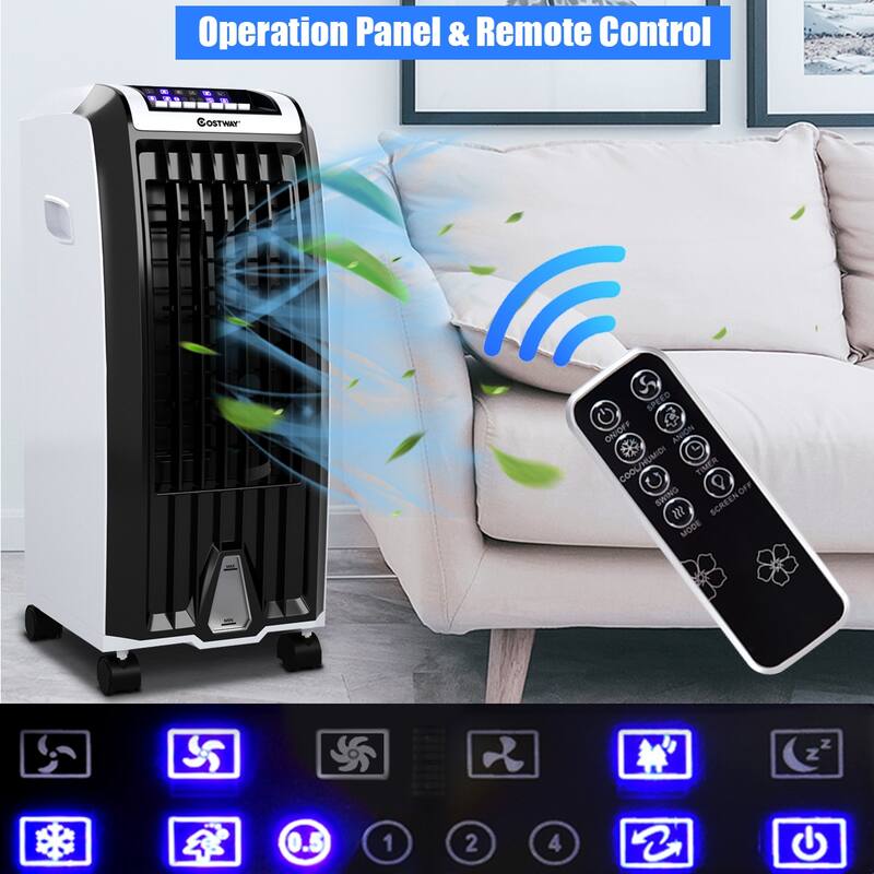 Costway Evaporative Portable Cooler Fan Anion Humidify W/ Remote