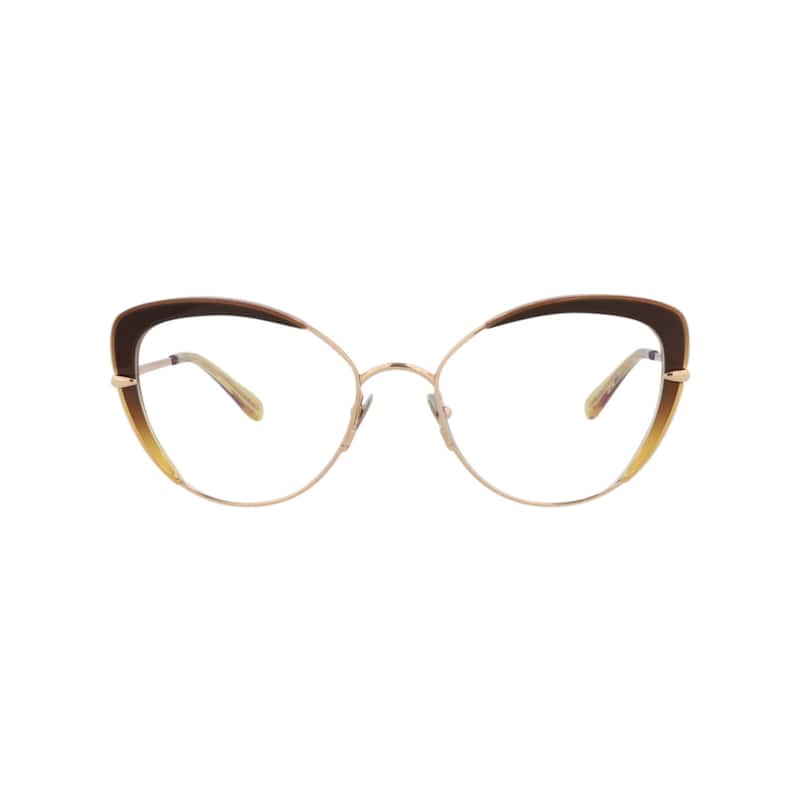 Pomellato Cat Eye-Frame Metal Optical Frames, Transparent Lens, Shiny Pink Gold/Transparent Brown Frame