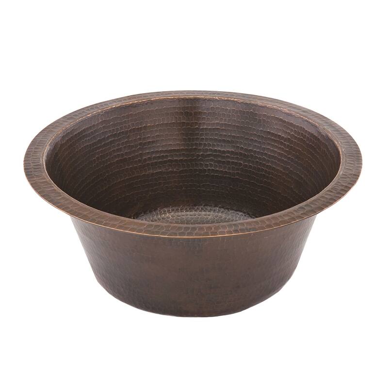16-in Round Hammered Copper Prep Sink w/ 3.5-in Drain Opening (BR16DB3)