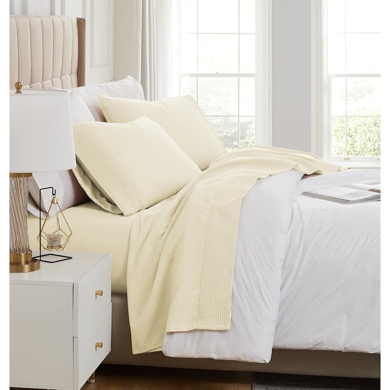 Vilano 21-inch Extra Deep Pocket 4-Piece Bed Sheet Set with Pleated Hem - Twin XL - Off White