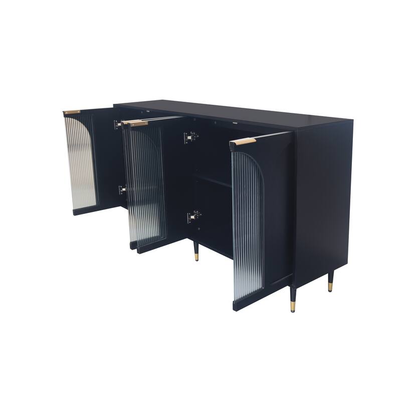 Accent Cabinet Black Wooden Cabinet with Buffet Server Cabinet Storage