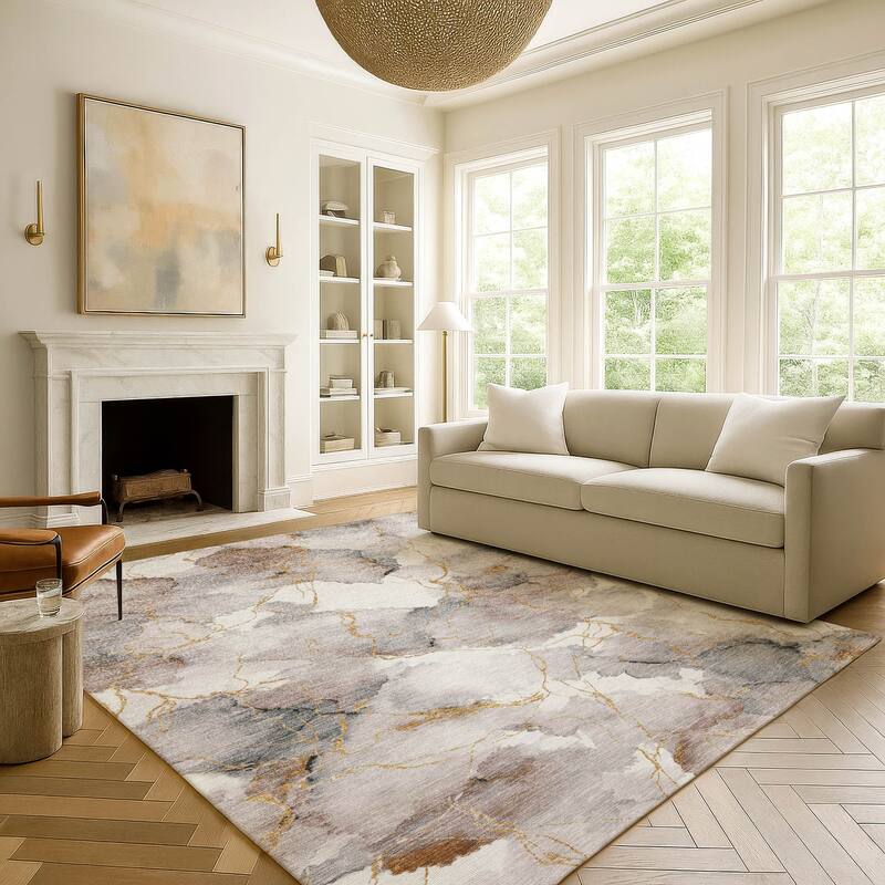 Machine Washable Indoor/ Outdoor Modern Brighton Chantille Rug