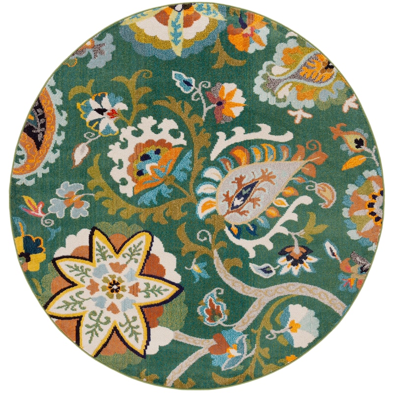 SAFAVIEH Monaco Brandusa Boho Rug - 6'7" Round - Green/Sage