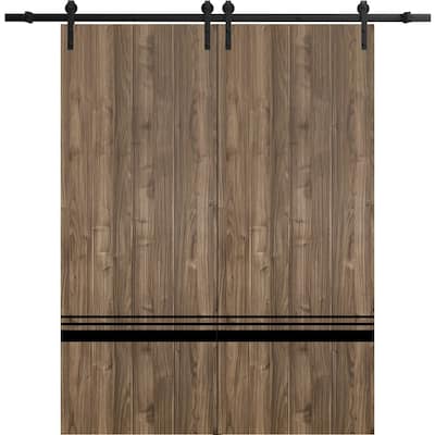 Sturdy Double Barn Door 36 x 80 with Planum 0012 Walnut with 13FT