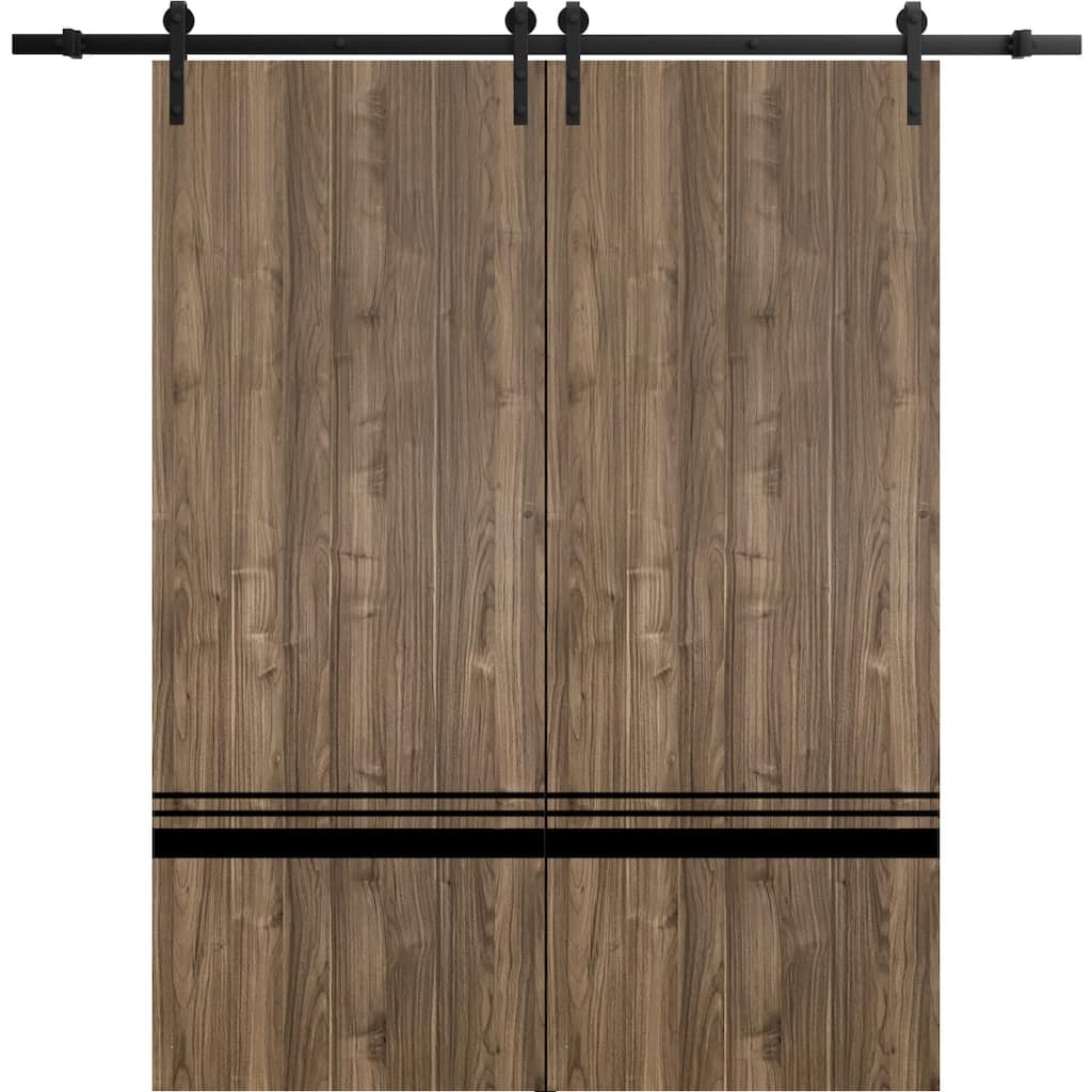 Sturdy Double Barn Door 36 x 80 with Planum 0012 Walnut with 13FT