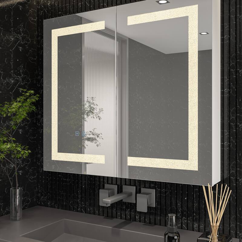 Wall LED Bathroom Cabinet with Lighting and Defogger Medicine Cabinet