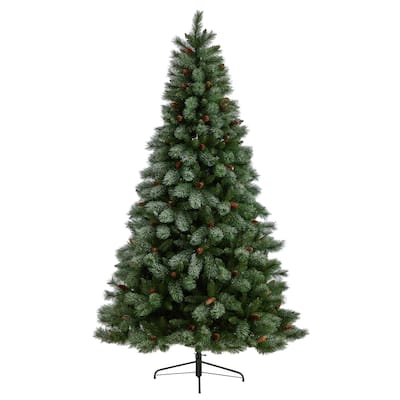 8ft. Snowed Pine Artificial Christmas Tree with 1159 Branches & Pine Cones - Winter Wonderland Holiday X-Mas Tree