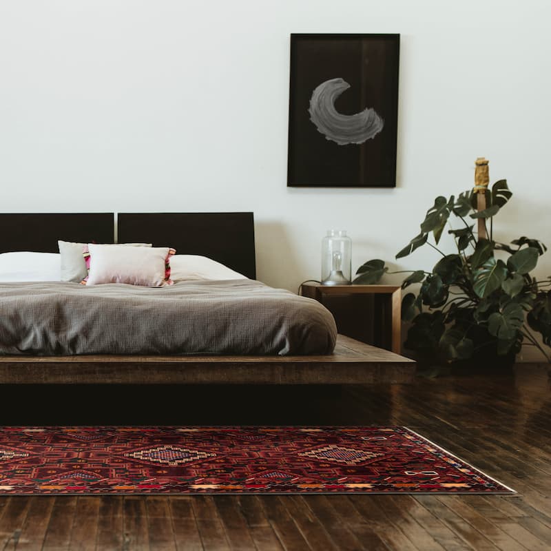 ECARPETGALLERY Hand-knotted Teimani Burgundy Wool Rug - 3'7 x 7'0