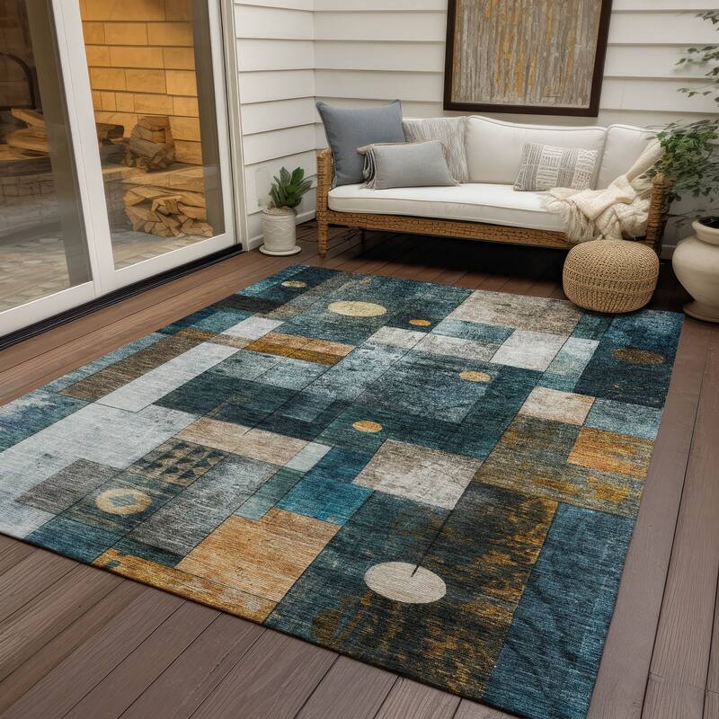 Machine Washable Indoor/ Outdoor Modern Deco Chantille Rug