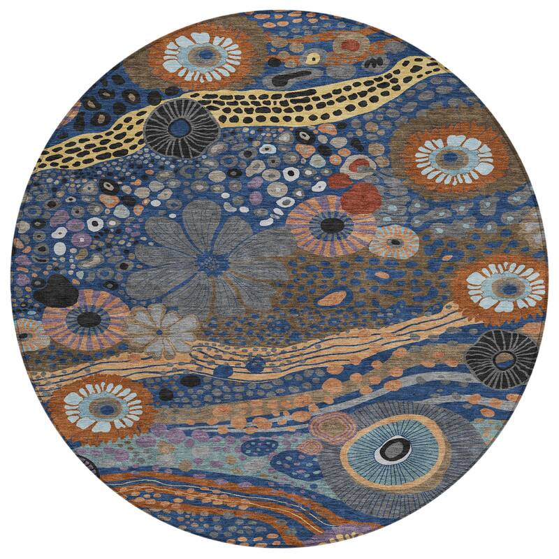 Machine Washable Indoor/ Outdoor Whimsy Floral Chantille Rug