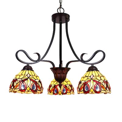 Tiffany-Style Victorian Design 3-light Dark Bronze Chandelier