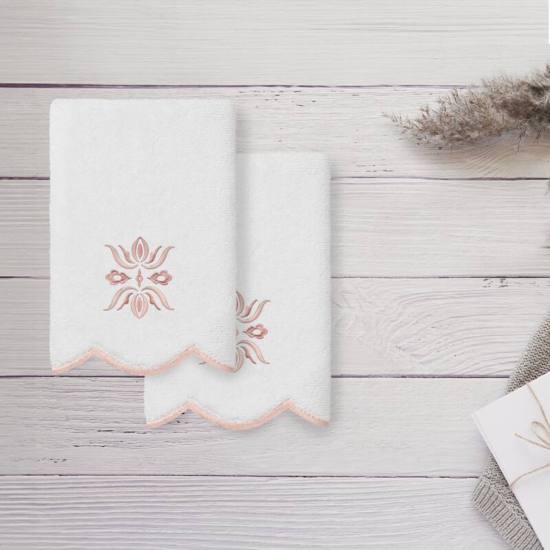 Authentic Hotel and Spa 100% Turkish Cotton FLOWER CREST Scallop Towel Collection