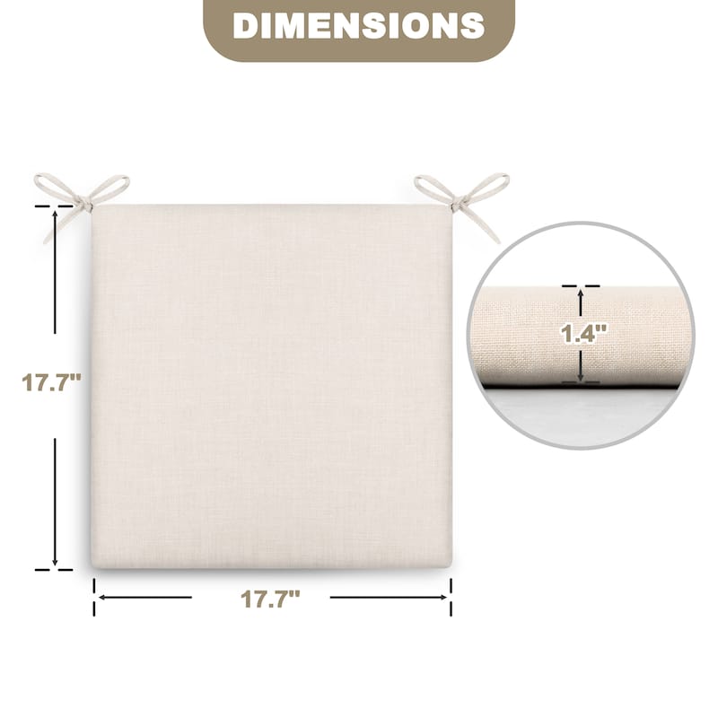 Patio 2-Piece Seat Cushions Outdoor Chair Pads with Zipper, Beige