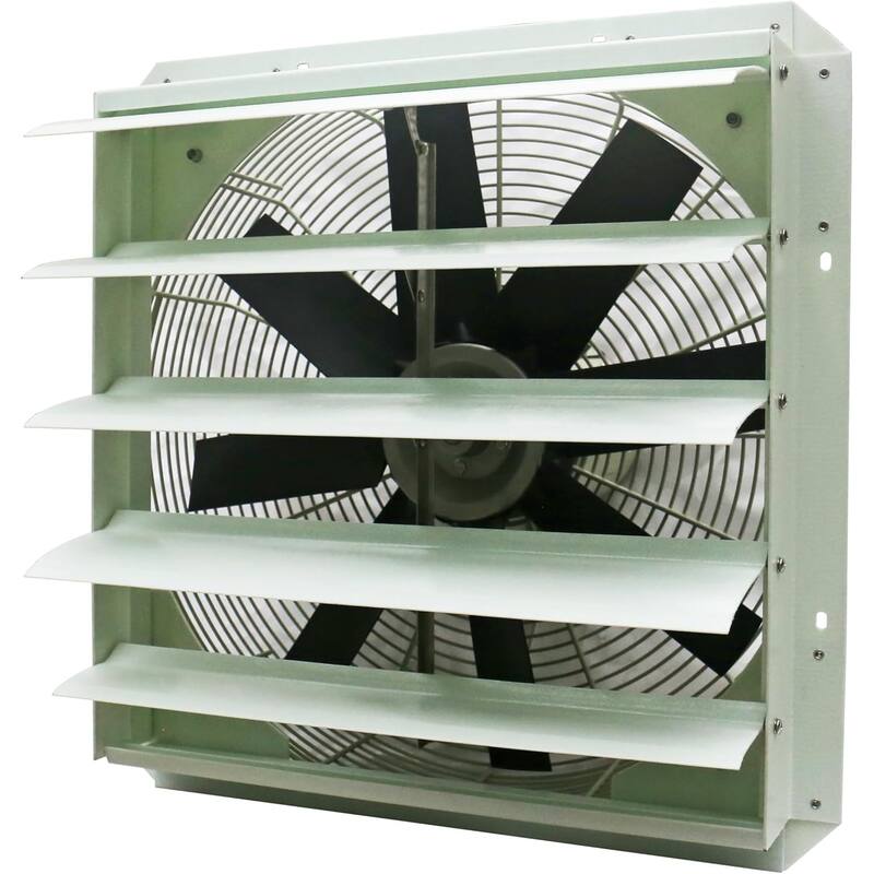 iLiving 18/20/24-Inch Corrosion Resistance Shutter Exhaust Fan, Single Speed - Pale yellow - 20 inch