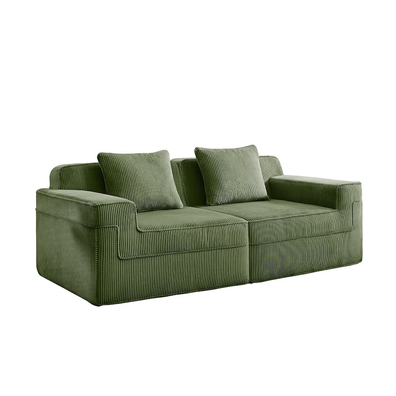 2-Seater Loveseat Boneless Sofa Couch with Deep Seat, Comfortable Modular Sofa Couch with Throw Pillows