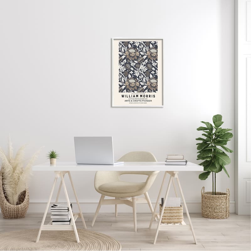 Stupell Neutral Tones Detailed Brown Botanicals Flowers Design Framed Wall Art - Grey