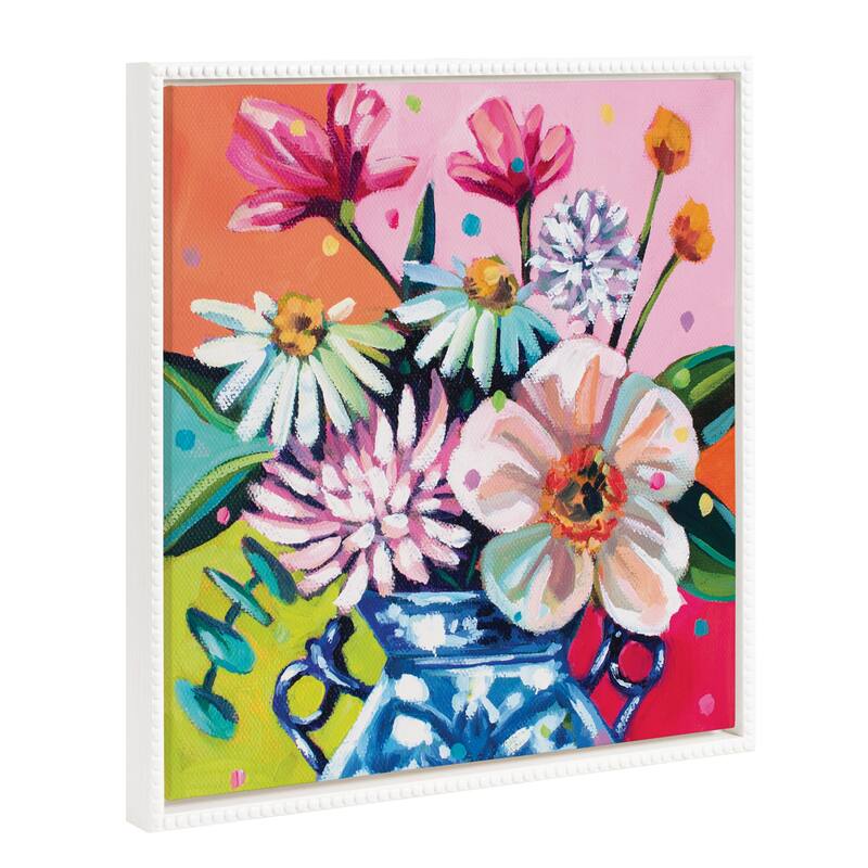 Kate and Laurel Sylvie Beaded Buy Flowers Canvas by Rachel Christopoulos - 22x22