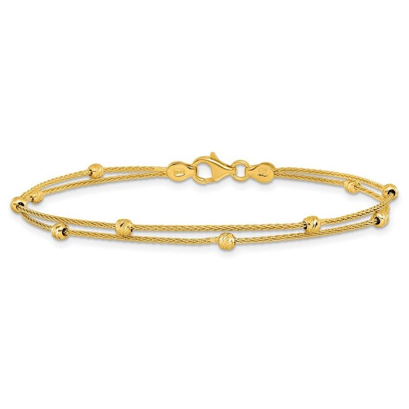 Curata 14k Gold Polished 2 Strand Bracelet 7.5 Inch
