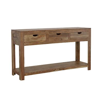 Esther 3-drawer Wood Console Table Grey Sheesham