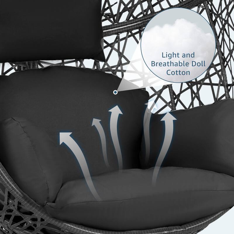 Oversized Egg Chair with Stand, 460 lbs Heavy-Duty Outdoor/Indoor Wicker Hanging Basket Chair