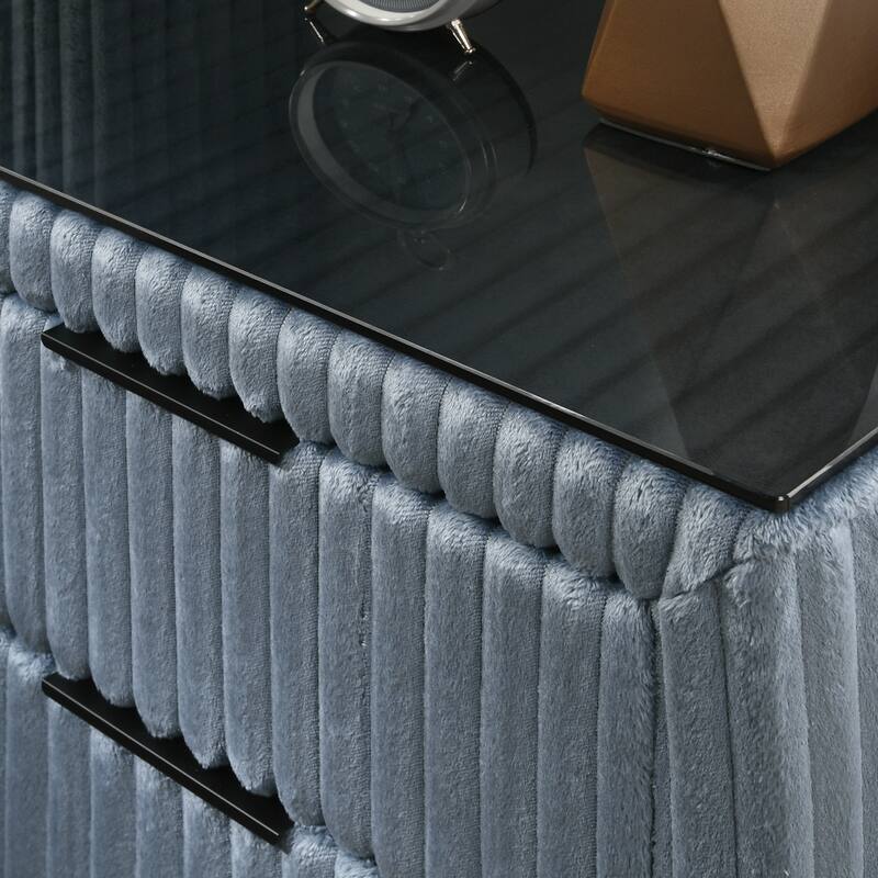 King Size Upholstered Panel Bed Set with 2 Nightstands, Storage Bench and Wingback Headboard