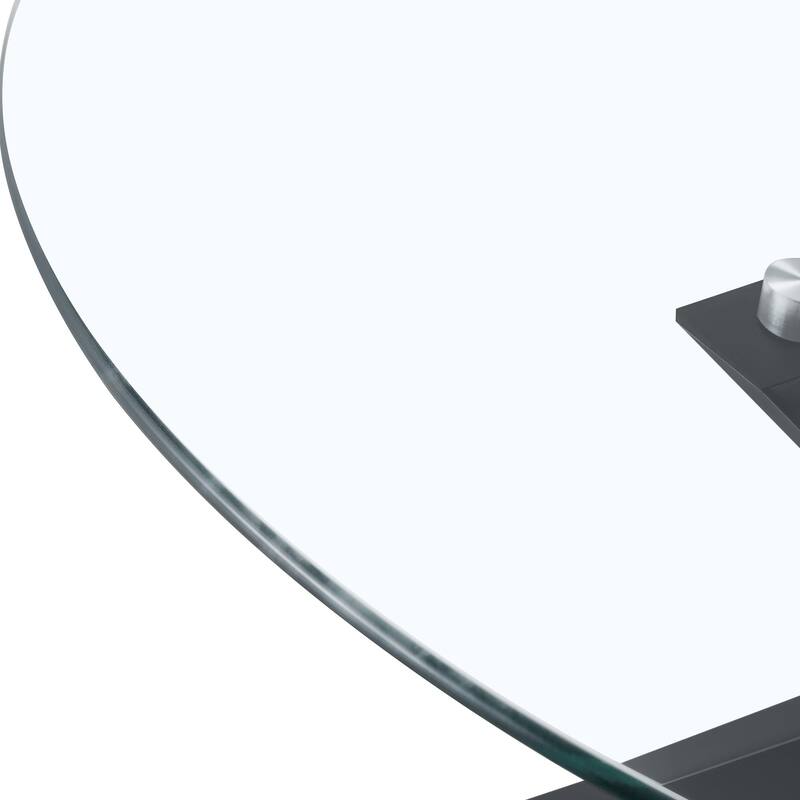 Round Dining Table Set for 4, Modern Glass Dining Room Table with 4 Chairs, 5 Piece Kitchen Table and Chairs Set for Small Space