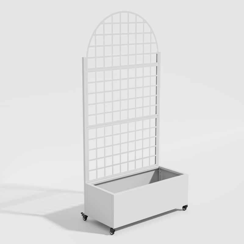 Movable Raised Garden Bed with Trellis and Lockable Wheels - 71*35
