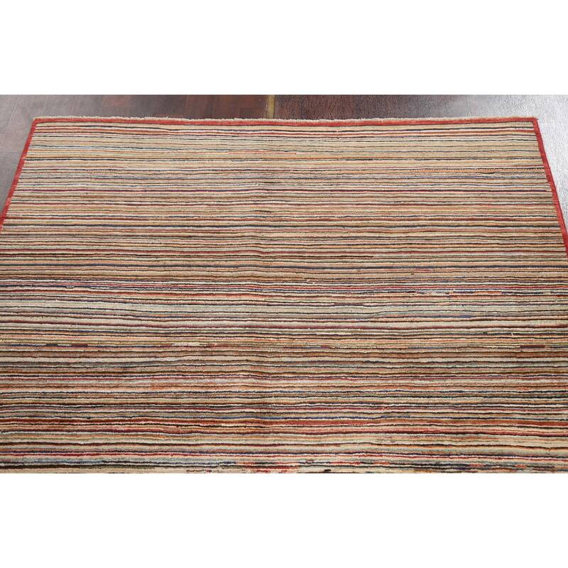 Striped Modern Gabbeh Kashkoli Oriental Area Rug Handmade Wool Carpet - 4'9" x 6'6"