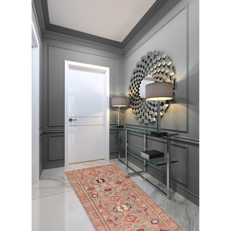 ECARPETGALLERY Hand-knotted Uzbek Ghazni Taupe Wool Rug - 2'7 x 9'1