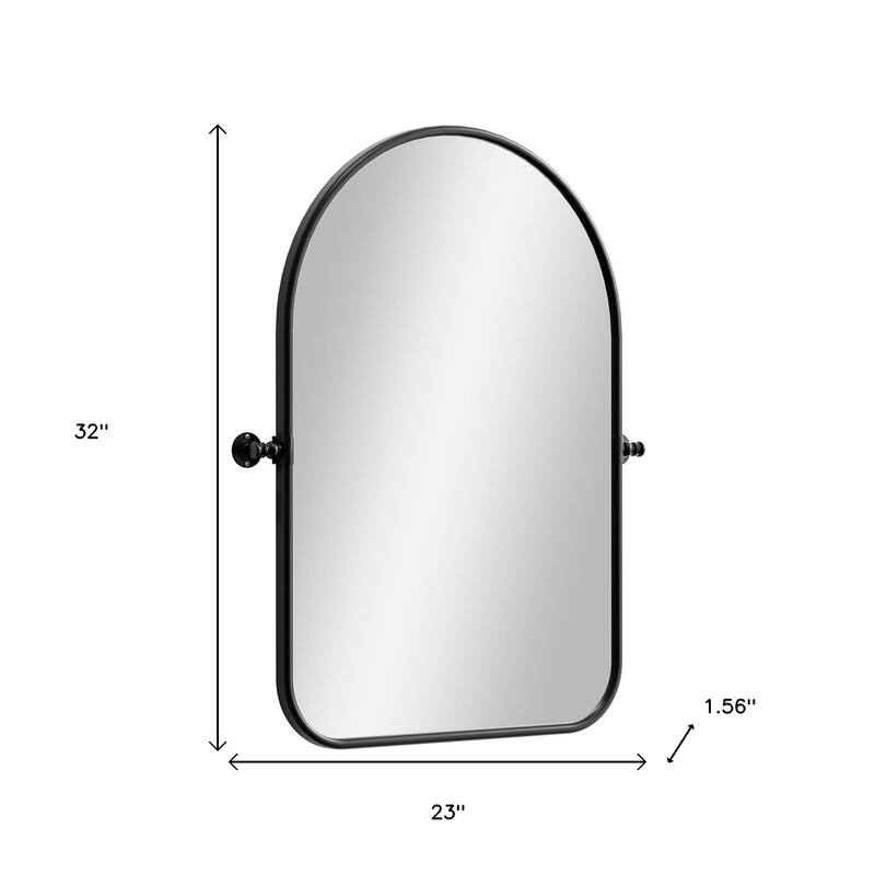 HomeRoots 32" Black Arch Metal Swivel Framed Accent Mirror - 23.00 in. x 32.00 in. x 1.56 in.