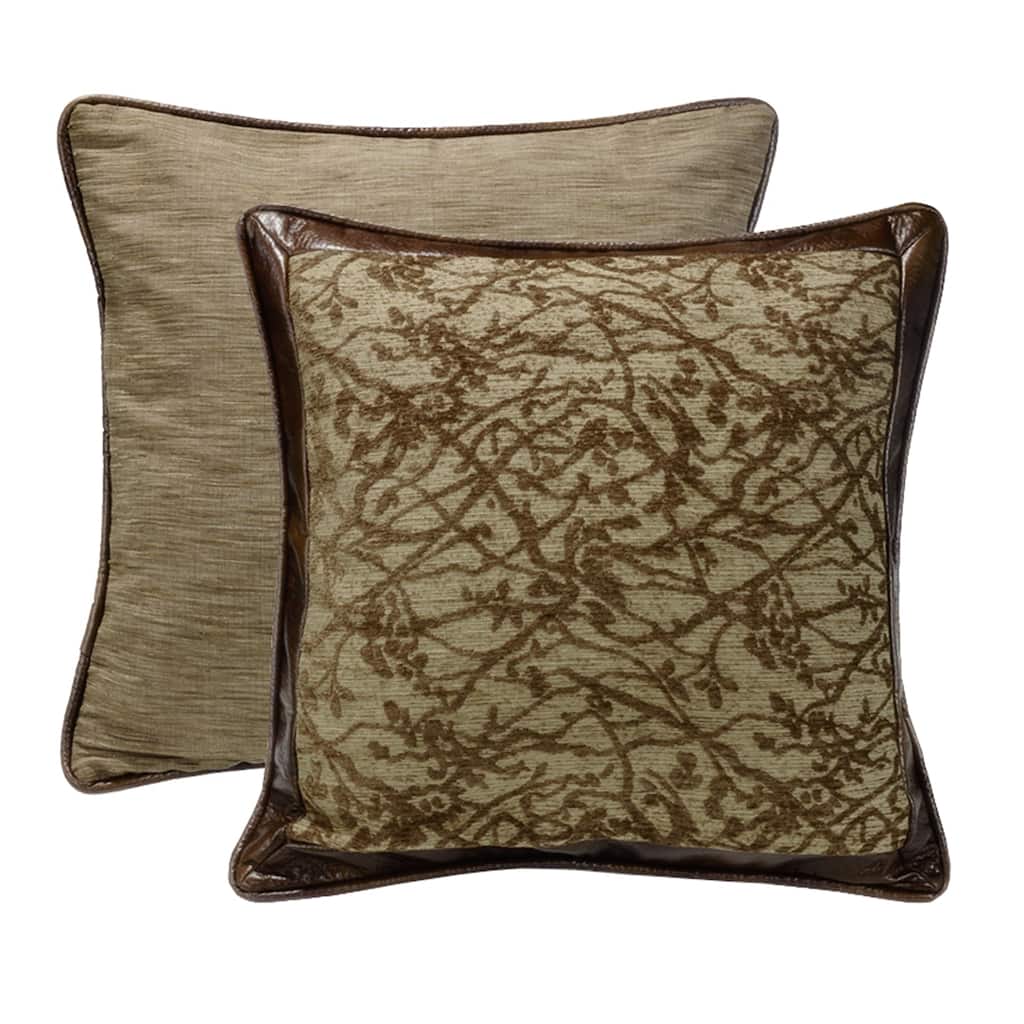 Paseo Road by HiEnd Accents Highland Lodge Olive Jacquard Branches Motif Reversible Euro Sham, 27"x27"
