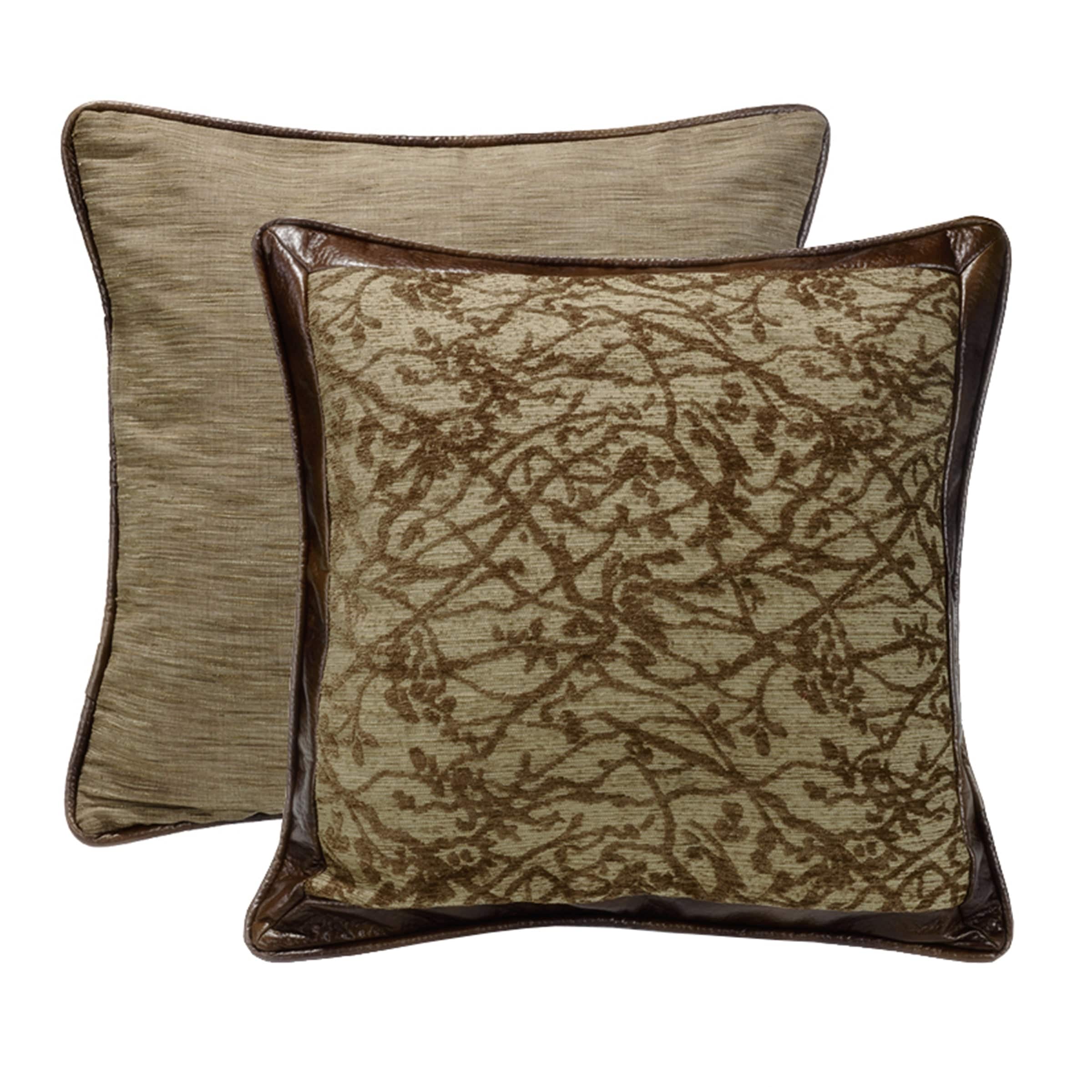 Paseo Road by HiEnd Accents Highland Lodge Olive Jacquard Branches Motif Reversible Euro Sham, 27"x27"