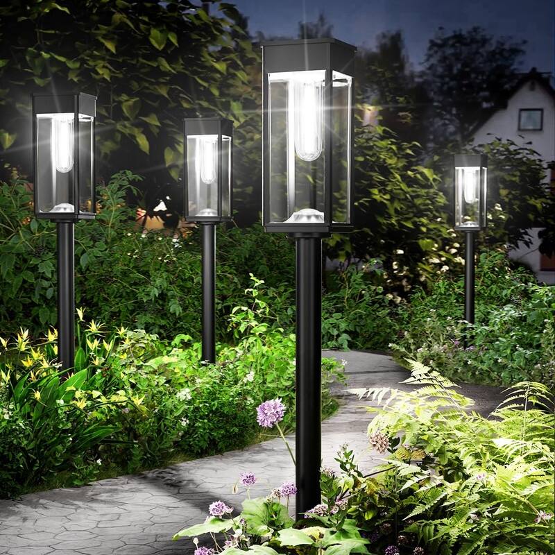 Solar Pathway Lights Outdoor,4/8 Pack Bright Solar Lights Outdoor - Cool White (Cuboid) - 8 Pack