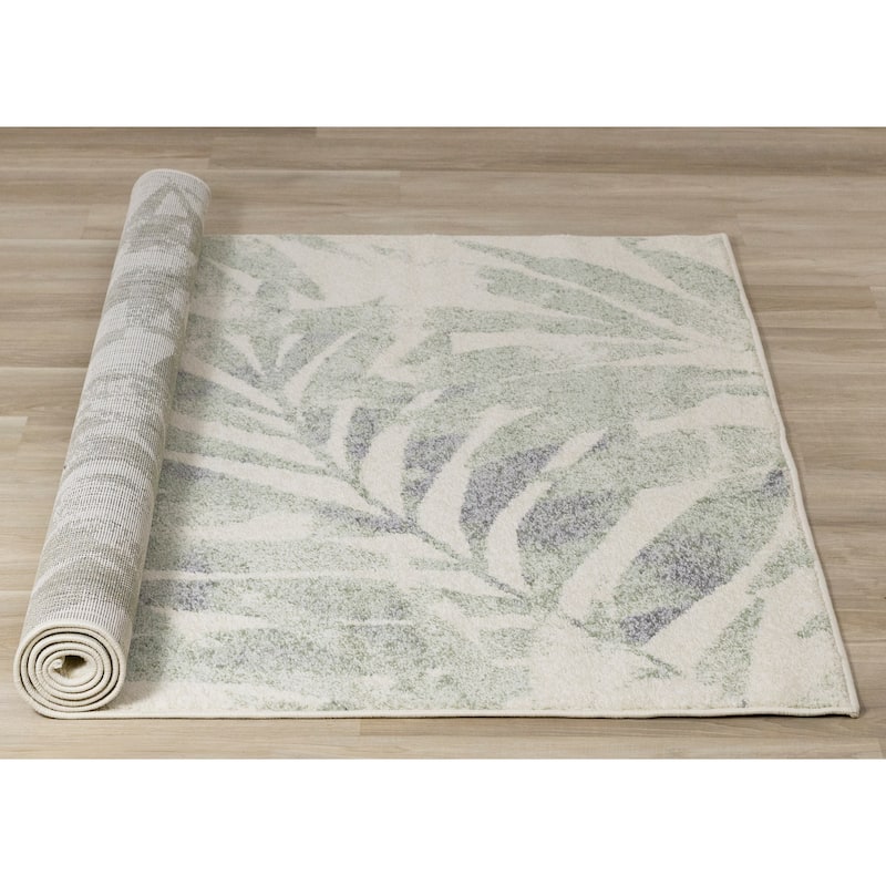Flynn Collection - Cream/Green Palm Branch Rug
