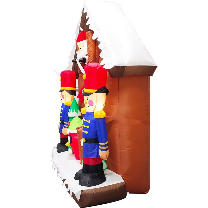 Fraser Hill Farm 6-Ft. Tall Prelit Santa Nutcracker Cuckoo Clock Inflatable with Music