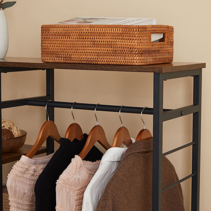Javlergo Clothes Rack with Shelves and Hang Rod, Freestanding Storage Wardrobe - 35" W x 11.6" D x 55" H