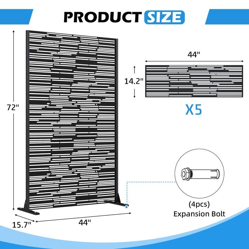 EROMMY Privacy Screen Metal Outdoor Indoor Divider, Weather & Rust Proof Garden Patio Pool Fence, Easy Assemble Modern Design