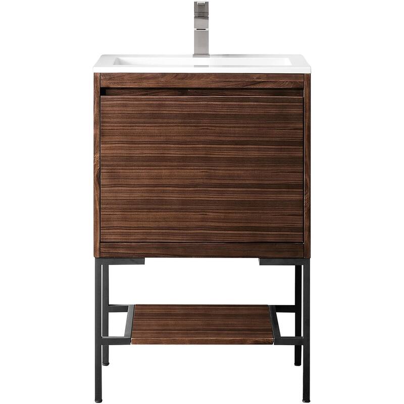 James Martin Vanities 805-V23.6-MB-GW Mantova 24" Single Basin Poplar - Mid-Century Walnut - Walnut Finish