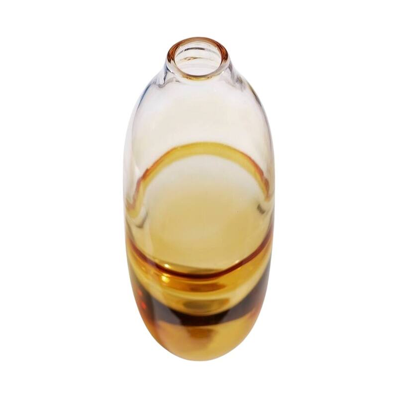 14" Clear And Amber Ombre Glass Round Table Vase - 5.90