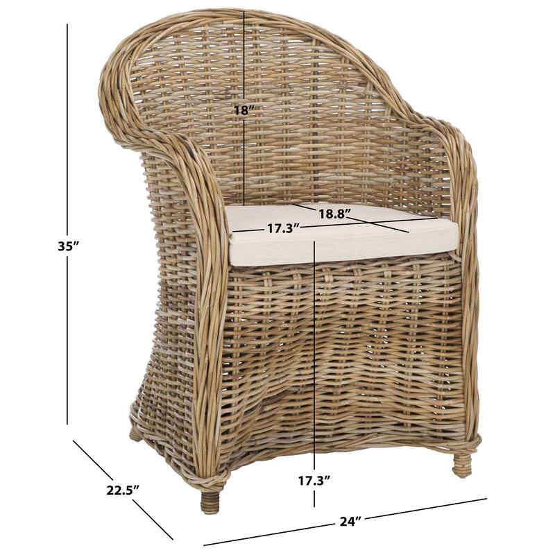 SAFAVIEH Heidrin Dining Grey Rattan Club Chair - 24"Wx23"Dx35"H