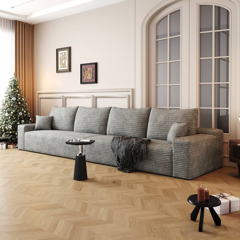 140" Modular Sectional Couch, Grey, Foam, No Assembly Required