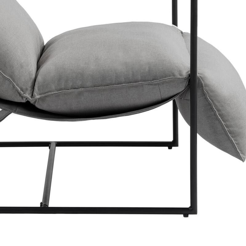 Metal Framed Sling Fabric Accent Chair Set of 2